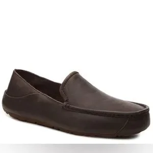 UGG Australia Mens Hunley Loafer Shoes Brown Ugg Stout Brown Hunley Leather Loafers Driving Shoes  main image 4